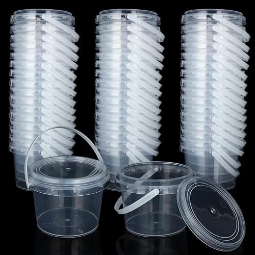 ZOEYES 50 PCS 10 oz Slime Containers with Lids and Handles, Plastic 300ml Storage Bucket Containers, Clear Slime Storage Case for Slime DIY Art Craft, Mini Toy, Pigment, Small Tools, Part Material - Image 1