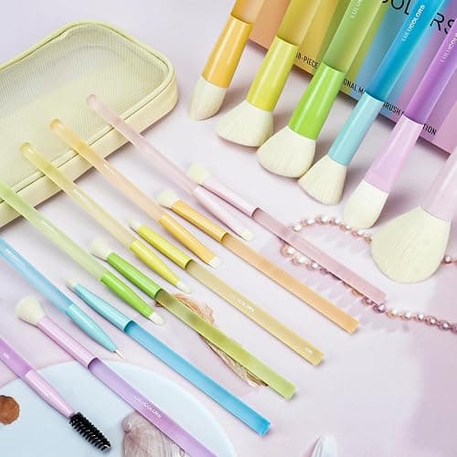 LULUCOLORS 18-Pcs Makeup Brush Set for Beginners - Travel-Friendly with Soft Arthritis-Friendly Handles & Non-Shedding Bristles | Includes Storage Bag, Eyeshadow Brushes & Sponges (Multi-Color) thumbnail 7