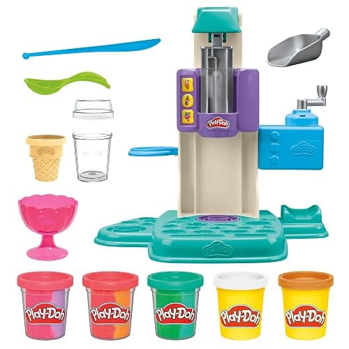 Play-Doh Rainbow Swirl Ice Cream Playset with 7 Pretend Play Kitchen Accessories, Arts and Crafts Toys for 3 Year Old Girls and Boys and Up thumbnail 4