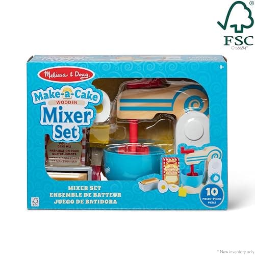 Melissa & Doug Make-a-Cake, 10-Piece Wooden Mixer Set with Play Food & Play Kitchen Accessories, Preschool Toys for Girls & Boys Ages 3+ - FSC Certified thumbnail 6