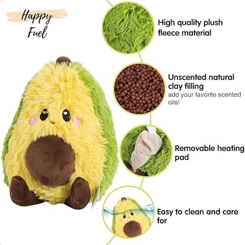 Happy Fuel Avocado Microwavable Unscented 1.5lbs Heating Pad For Women And Kids- Cute Soft Cozy Pillow Plush Heatable Warm Stuffed Animals- Kawaii Hot & Cold Plushie Food Toy - Avocado Gifts For Girls thumbnail 3