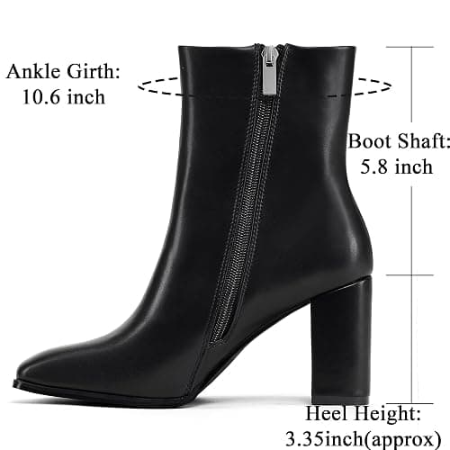 Elisabet Tang Women Ankle Boots 3 Inch Chunky Heel Side Zipper Ankle Booties with Square Toe thumbnail 4