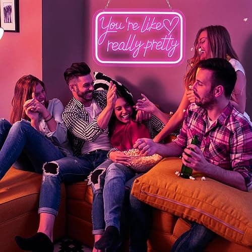 qbanziou You're Like Really Pretty Neon Signs for Wall Decor，LED Neon Lights Suitable for Bedroom Wedding Party Christmas Gifts for Teenage Girls，Room Decor Aesthetic for Teen Girl thumbnail 5