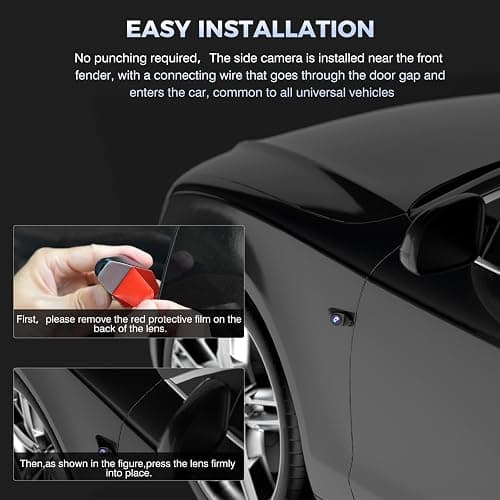 360 Degree View 4 Channel Mirror Dash Cam Detached Camera for Cars，Dash Cam Front and Rear Side(Left,Right),12'' Rear View Mirror Camera1080Px4,WiFi,Night Vision,GPS,Parking Monitor,Free 128GB Card thumbnail 4