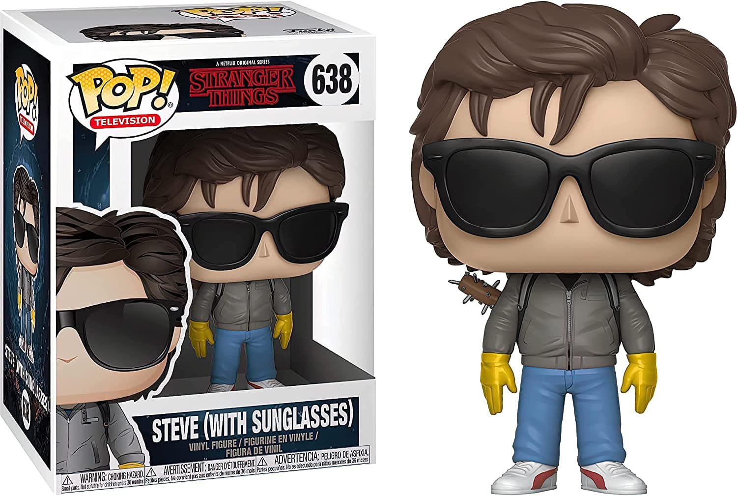 POP Stranger Things - Steve Harrington with Sunglasses Funko Pop! Vinyl Figure (Bundled with Compatible Pop Box Protector Case), Multicolored, 3.75 inches thumbnail 2