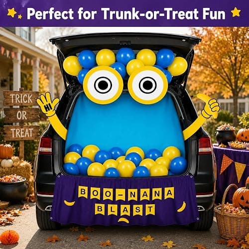Halloween Yellow Trunk or Treat Car Decorations Kit | Cute Yellow Cartoon Trunk or Treat Decor for Truck SUV,Funny Halloween Car Decor for Car Archway Garage thumbnail 5
