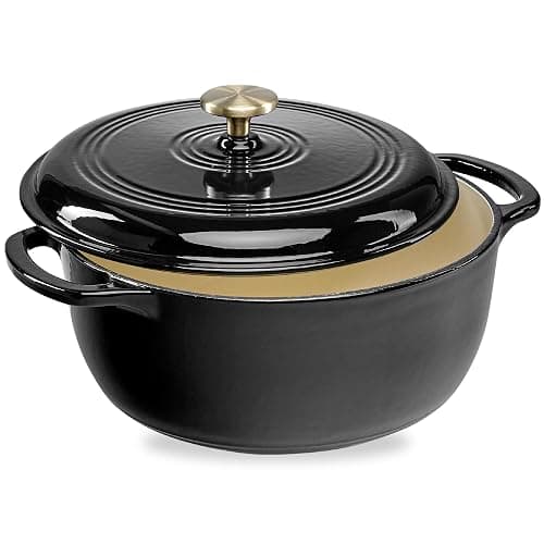 Best Choice Products 6 Quart Enamel Cast-Iron Round Dutch Oven, Family Style Heavy-Duty Pre-Seasoned Cookware for Home, Kitchen, Dining Room, Oven Safe w/Lid, Dual Handles - Black Licorice - Image 1