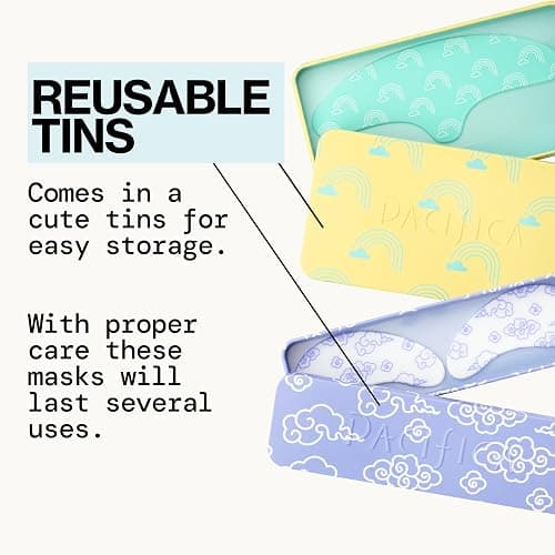 Pacifica Reusable Mask – Under Eye Mask Silicone Face Mask for Fine Lines & Dark Circles, Pair with Serum, Storage Tin Included, Vegan & Cruelty-Free, 2 Pieces thumbnail 4