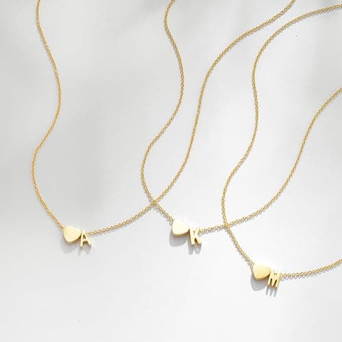 Treasure Bender Christmas Gifts for Grandkids Teens Girls - 18K Gold Plated Heart Initial Pendant Necklaces for Women Girl Birthday Gifts Stocking Stuffers for Teen Girls Women Jewelry thumbnail 5