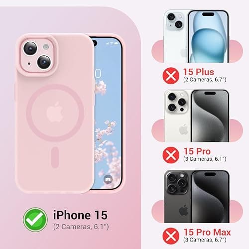 jaroco for iPhone 15 Case,with Magnetic[Liquid Silicone][Compatible with MagSafe] [Military Grade Drop Protection] Translucent Matte Shockproof Phone Cover Phone Case-Pink thumbnail 2