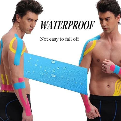 Kinesiology Tape Precut (3 Rolls,60 Precut Strips) Waterproof Sports & Athletic tape for Athletes - Therapeutic Physio Elastic Sports Tape Pain Relief Adhesive for Muscles Shin Splints Ankle Neck Knee & Shoulder 5m(Pink) thumbnail 4