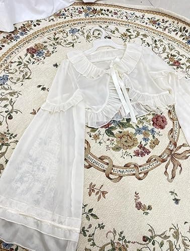 Long Sleeve Lolita Blouses Women Peter Pan Collar Victorian Shirt Vintage Kawaii Lace Up Frilly Tops Trendy Bottoming Shirt thumbnail 7