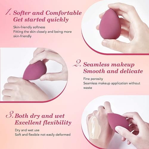 14PCS Makeup Sponge Set, Beauty Blender Sponge for Foundation Blending with 3PCS Mini Makeup Sponges & 4PCS Triangle Powder Puff, Soft Make Up Sponges for Face Cosmetic Applicator for Powder Liquid thumbnail 3
