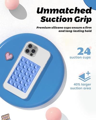amBand Airplane Travel Essential Accessories Phone Holder for Women Men, Magnetic Suction Cup Phone Mount for Flying Plane Seat Back Screen, Long Flight Must Have Hands-Free for Selfie/Video, Sky Blue thumbnail 5