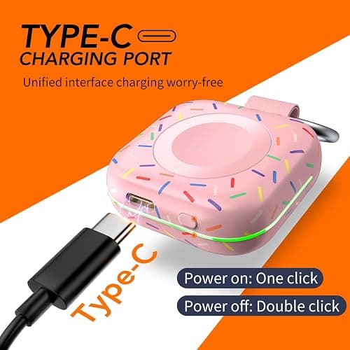 Portable Wireless Charger for Apple Watch 9,1200mAh Fast Charging iWatch Charger Keychain,Magnetic Wireless Travel Power Bank for Apple Watch Series11/ 10/9/8/7/6/SE/5/4/3/2/1/Ultra, Festival Gift thumbnail 4