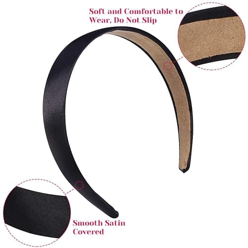 anezus 16 Pcs Satin Headbands Bulk 1 Inch Anti-slip Black Ribbon Hair Bands Plain Hard Headbands for Women Girls DIY Craft Hair Accessories (Black) thumbnail 4