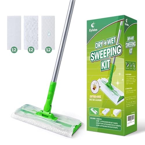 Eyliden Sweeper Mop - Lock Tight Design No Lost Pads - 36 Disposable Dry & Wet Cloths, Dust Mop Starter Kit for Pet Hair, Hardwood Floors, 360 Swivel, Universal Refills, Efficient Floor Cleaning - Image 1