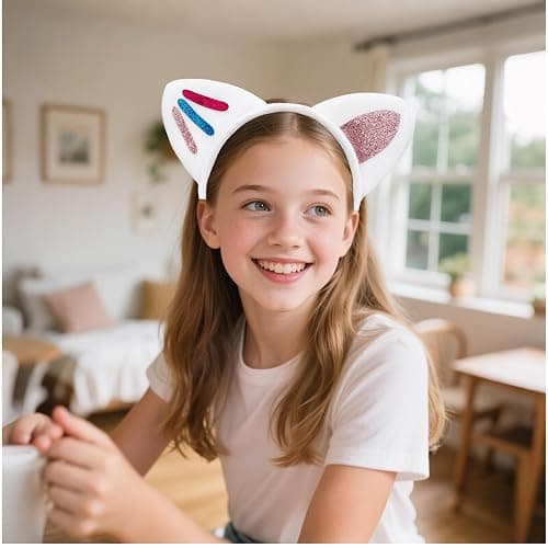 Bgfhna 4 Pcs Cat Ears Headband Party Decorations Headbands Flannel Costume Accessories Glitter Hair Clips for Halloween Christmas Festival Theme Party thumbnail 6