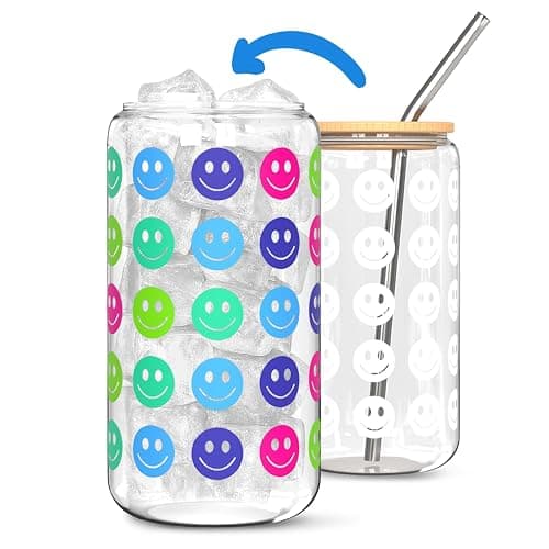 Color-Changing Glass Cup 16oz with Bamboo Leakproof Lid & Steel Straw - Reusable Tumbler for Iced Coffee, Smoothie, Cocktail | Bridal Shower, Bachelorette, Wedding, Gifts for Mother Women Teachers - Image 1
