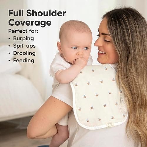 5-Pack Muslin Burp Cloths Baby Boy, Girl - Very Absorbent Baby Burp Cloth Rags, 8-Layers Viscose Derived from Bamboo Cotton Muslin Towel, Super Soft Spit Up Rags, No Shrink Washcloths (Hills) thumbnail 3