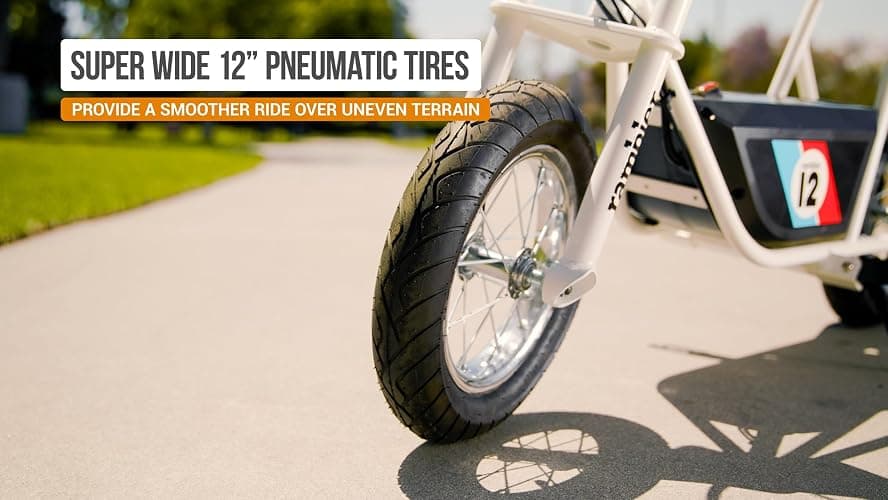 Razor Electric Bike for Ages 13+, 170 lb Max Weight, White, w/ 250W Motor, 12” Tires & 24V Battery, Up to 14 MPH, Rambler 12 – Rechargeable Ride On Minibike for Teens and Adults thumbnail 6