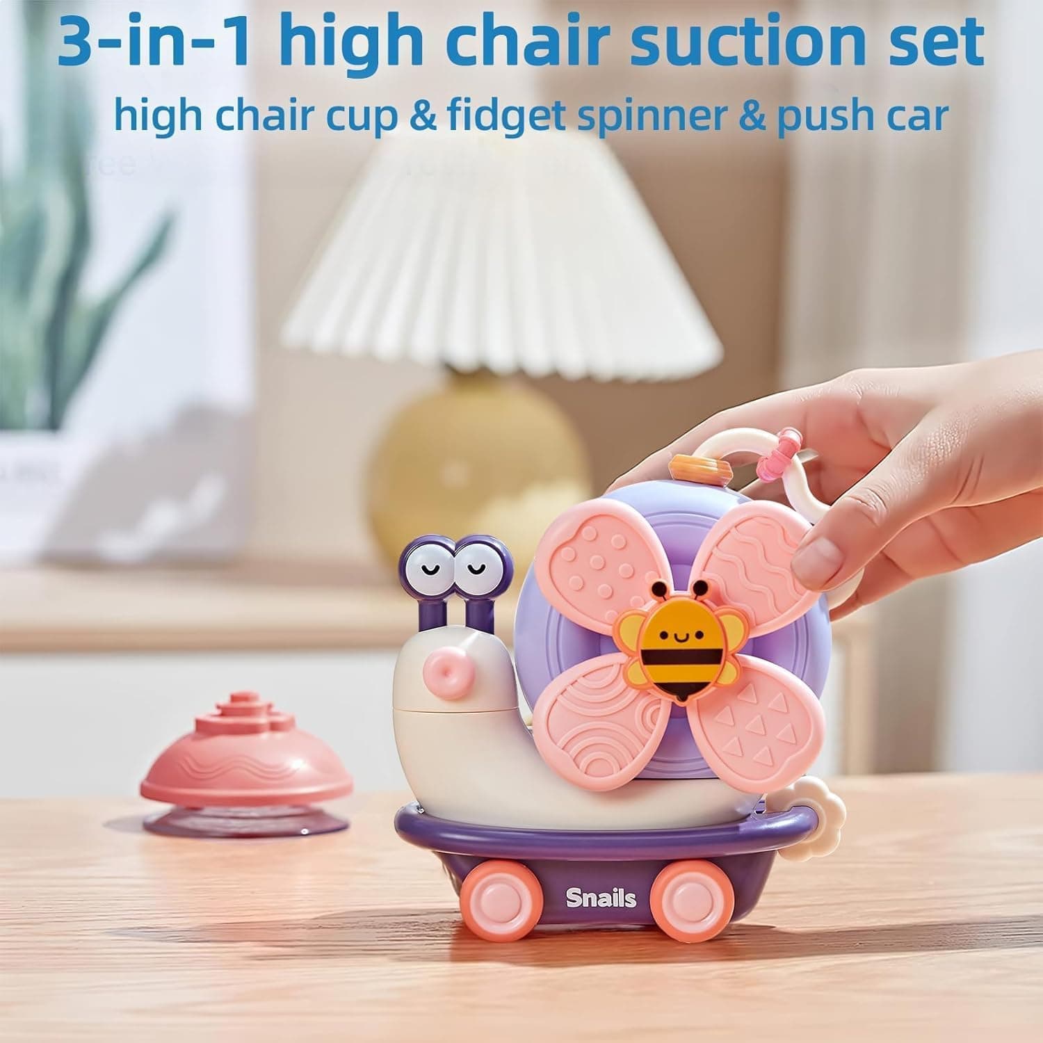 Montessori Sensory Toys，Infant Toys can be Assembled and Disassembled，High Chair Toy can be Broken Down into Baby car Toy/Spinning Top (Purple) thumbnail 6
