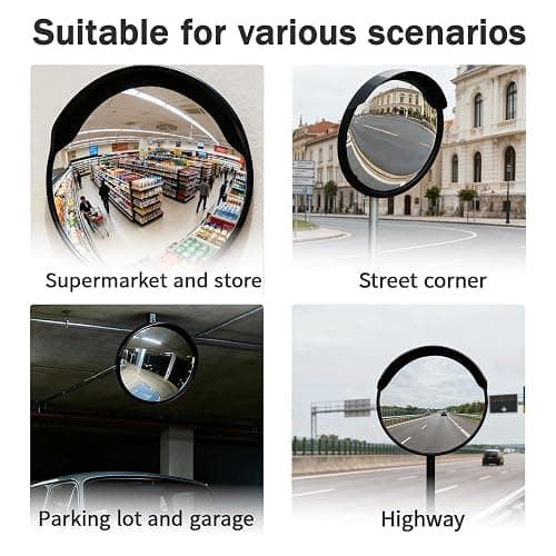 Safety Convex Traffic Mirror for Driveway, Traffic Road Mirror with Wall Mount Bracket - Adjustable Wide Angle for Garage, Driveways, Parking, Warehouse,Traffics, Degree Panorama (30 cm/12 in) thumbnail 6