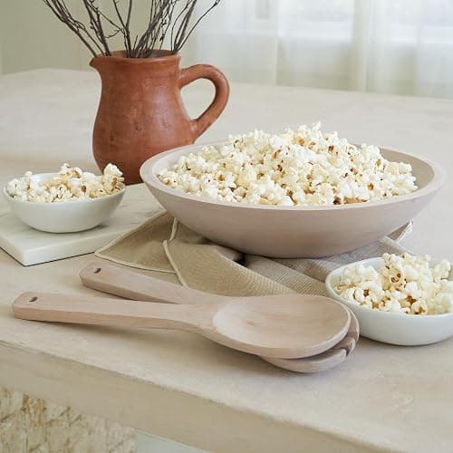 KIBAGA Extra Large Wooden Salad Bowl Set With Serving Utensils - A Beautiful Party Salad & Fruit Bowl With Serving Spoons Perfect for Your Dinner Party - Decorative & Practical Kitchen Must-Have thumbnail 8