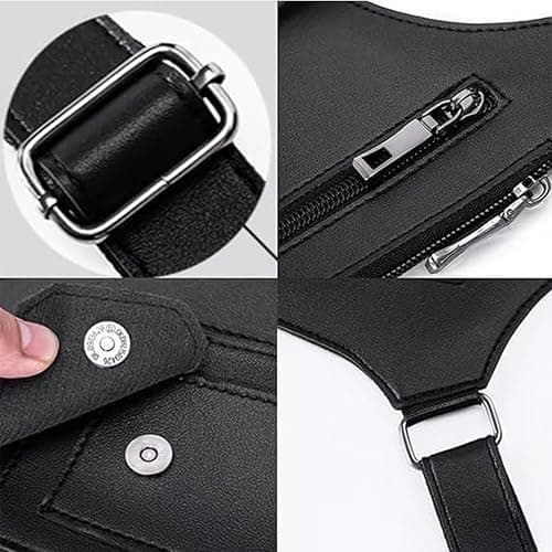 Under Arm Shoulder Bag for Men-Premium Leather Adjustable Underarm Shoulder Bag Water Resistant Anti-Theft Hidden Storage with Double for Men, Women Leather Armor thumbnail 6
