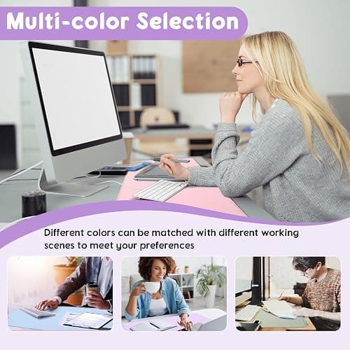 Konohan Heated Large Desk Mat PU Leather Warm Mouse Pad with 5 Heating Level & 4 Hour Auto Shut-Off Heating Keyboard Pad Warmer Gaming Mouse Mat Only Supports 110v(Purple Color,31.5" X 13") thumbnail 5