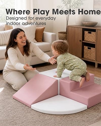 little dove PU Leather 4-Piece Foam Climbing Blocks for Toddlers 1-3 | Toddler Climbing Toys Indoor, Soft Play Set for Crawling Climbing and Sliding, Easy to Clean, Ideal Gift for Kids, Pink thumbnail 8