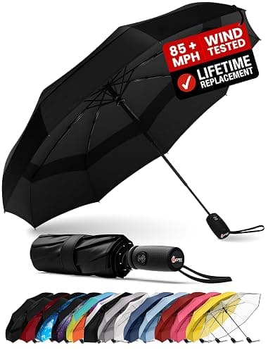 REPEL Windproof Travel Umbrella - Compact & Withstands Winds up to 85MPH , Strongest Premium Auto Folding Umbrella for Rain and Sun - Durable, Light & Portable for Women & Men , Fits Backpack & Cars - Image 1