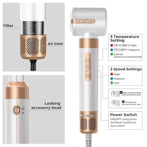 Blow Dryer Brush 7 in ONE，Autowrap Curling Wand, 110,000 RPM High-Speed Negative Ionic Hair Dryer with Diffuser Concentrator, Round Brush Blow Dryer Air Styler, Volumizing Hair Styling Tools thumbnail 5