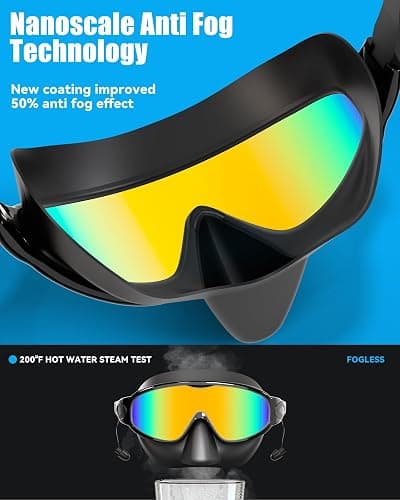 Aegend Swim Goggles with Nose Cover for Adults, 2 Pack Wide View Swimming Goggles Anti-Fog/UV No Leak for Men & Women thumbnail 4