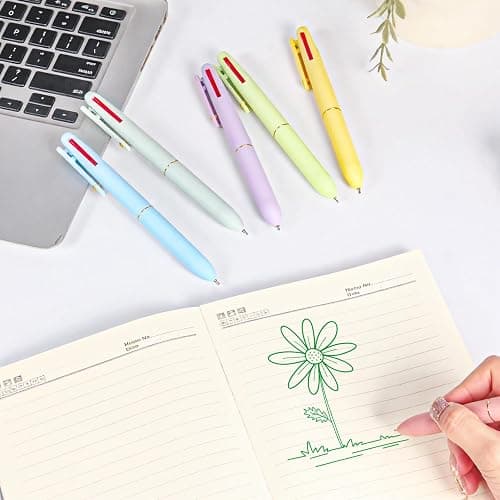 Ddaowanx 4-in-1 Multicolor Ballpoint Pens 0.5mm Fine Point Smooth Writing,nurse accessories for work,gifts for teen girls and Planner, 12-Count (Morandi+Macaroon) thumbnail 2