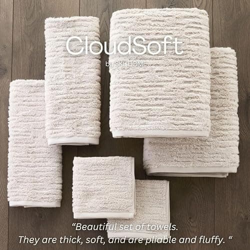 SKL Home CloudSoft Cotton Luxury 4-Piece Washcloth Set, Oatmeal thumbnail 9