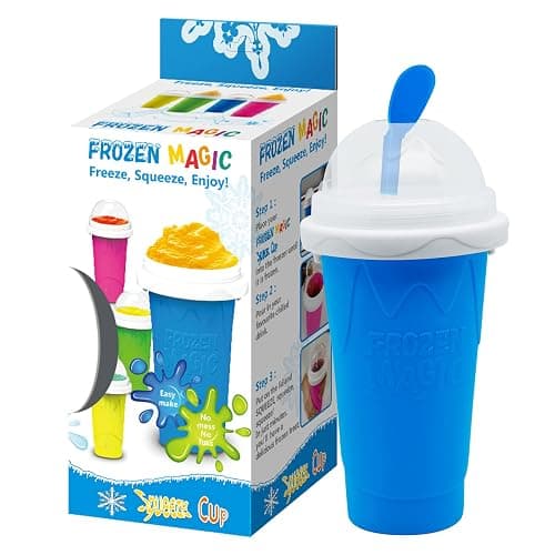 Slushy Maker Cup, Slushie Cup Maker, Milk Cola Juice Squeeze Cup, Magic Quick Freeze Cup, Cooling Cup, Smoothies Cup with Lids and Straws for All Age (Blue) - Image 1
