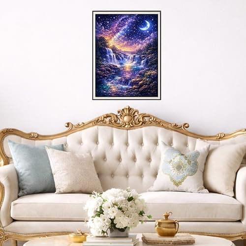 IOHEFY Diamond Painting Kits for Adults 12x16 Inch Starry Night Waterfall Galaxy Fantasy Full Drill Acrylic Rhinestone DIY Art Moon Mystical Landscape Women Beginner Wall Decor Birthday Gift thumbnail 6