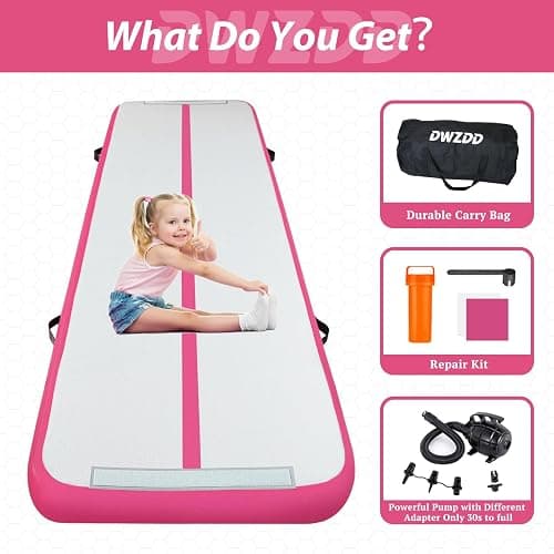Dwzdd Gymnastics Air Mat 10ft/13ft/16ft/20ft Tumbling Mat Inflatable Gymnastics Tumble Track for Home/Gym/Training/Cheerleading/Water with Electric Pump thumbnail 5