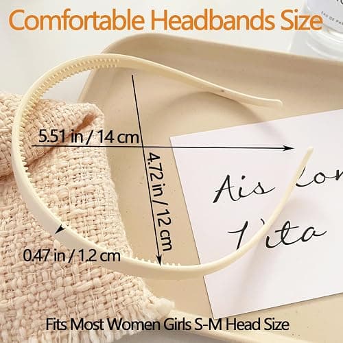 KOVOLITU 3 Pcs Flex No Pressure Headbands for Women Glasses Wearers Comfortable Hairbands Thin Plastic Headbands with Teeth(White,khaki,Black) thumbnail 4