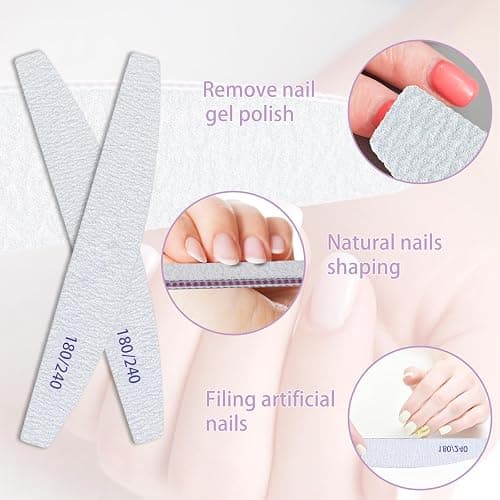 URAQT Limes à Ongles Professionnelle, 16pcs Double Face Lime à Ongles 180/240, Double Face Lime Grain Nail Art en Gel Acrylique Naturel pour Manucure/Salon Coiffure/Animaux Domestiques thumbnail 3