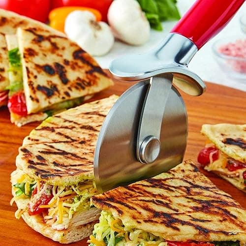 KitchenAid Classic Pizza Wheel with Sharp Blade For Cutting Through Crusts, Pies and More, Built In Finger Guard for Safety and Comfort Grip to Protect Fingers, Dishwasher Safe, 9-Inch, Red thumbnail 2