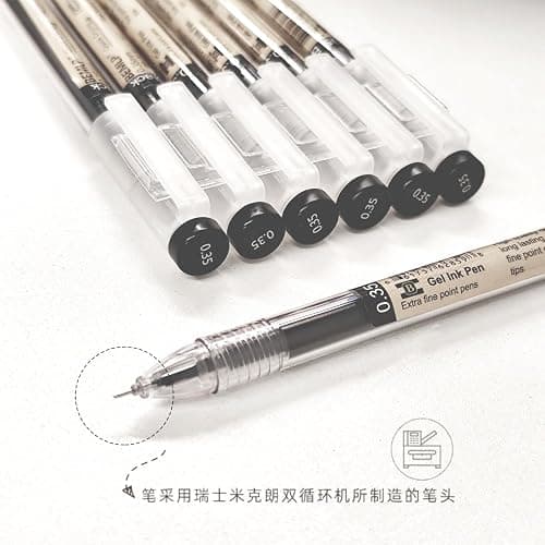 Gel ink Pen 0.35mm Black Liquid Ink Rollerball Gel Pens Quick Drying fine point Pens Ballpoint Japanese Pens Premium School Office student Exam Writing Stationery Supply 12 Pcs/Set (Black) thumbnail 7