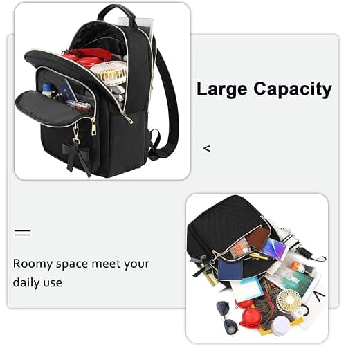 MATEIN Mini Backpack for Women, Waterproof Stylish Daypack Purse Shoulder Bag with USB Charging Port, Lightweight Small Casual Daily Travel Backpack, Lady Girls Gifts for Work School, 2pcs Sets, Black thumbnail 5
