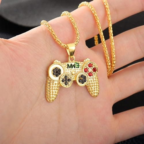 Just Follow Colorful Crystal Game Controller Necklaces Punk Hip Hop Friendship Game Console Necklace for Best Friends thumbnail 7