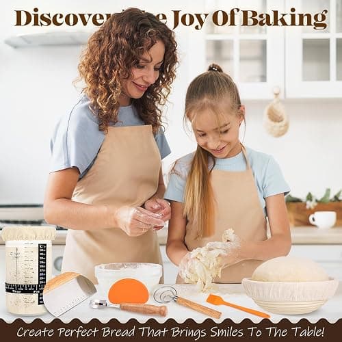 Sourdough Bread Baking Supplies, Sourdough Starter Kit, Bread Proofing Basket, Bread Making Tools Kit, Sour Dough Kit Tools, Sourdough Proofing Basket, Sourdough Kit Gifts for Bakers Women Wife Mom thumbnail 2
