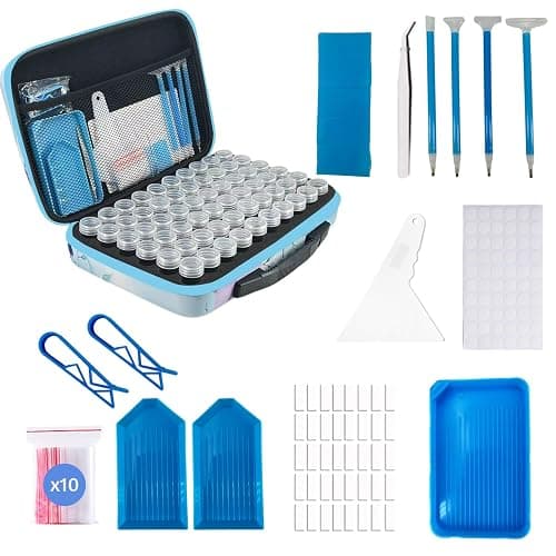 LIRUNQIU Diamond Painting Storage Containers, 60 Slots Diamond Painting Accessories and Tools for Diamond Art Organizer Case(Blue) thumbnail 8
