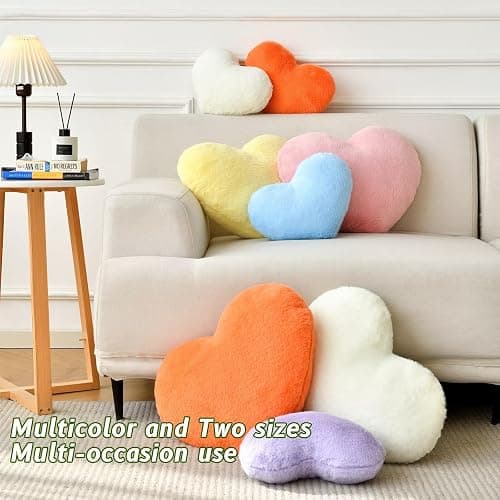 IREMATE Heart Pillow Pink Throw Pillows Decorative Pillows for Bed Couch Cute Faux Rabbit Fur Small Pillow for Women Valentine Anniversary Fall Halloween Christmas Home Decor (Mini, 13"x10") thumbnail 4