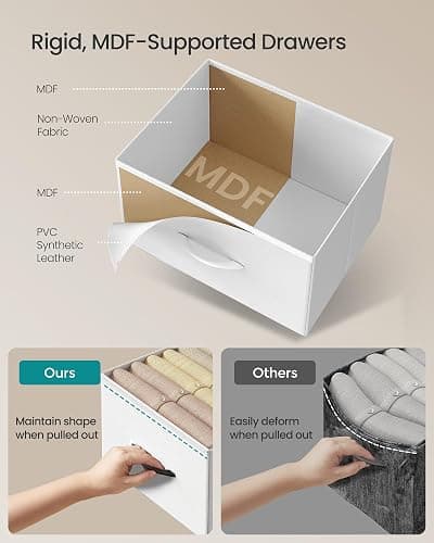 SONGMICS BELLAH Collection - Dresser for Bedroom, Chest of Drawers, Storage Organizer Unit, Closet, Entryway, Steel, 5 Drawers, Modern, Cloud White and Snow White ULGS322W01S thumbnail 5
