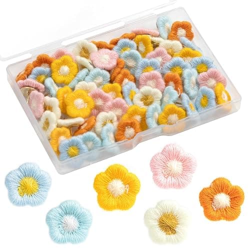 60 Pieces Decorative Pushpins Flower Thumb Tacks Decorative Florest Push Pin CorkBoard Florest Thumbtacks for Photo Wall,Featue Wall,Whiteboard,Cork Board,Map,Bulletin Board,Office or Home - Image 1